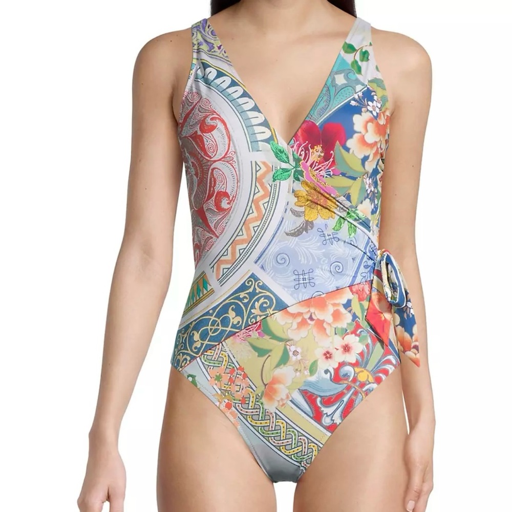 Johnny Was Boho Wrap swimsuit